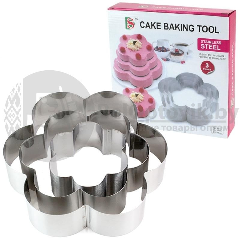 Форма для торта из нержавеющей стали Cake Baking Tool (3 шт) Цветок - фото 8 - id-p132030902