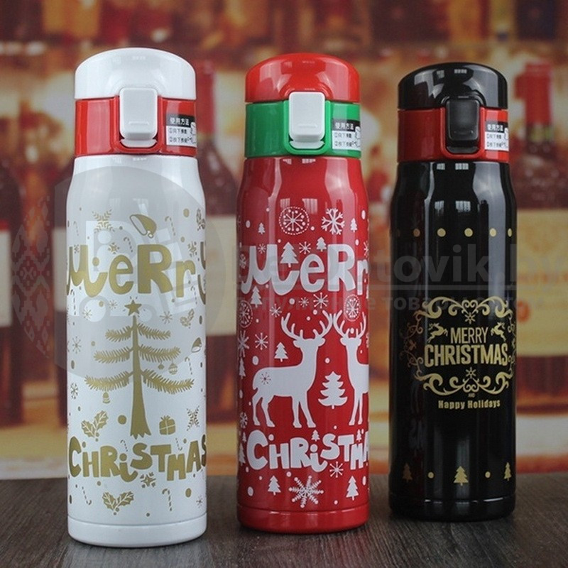 Термокружка Рождество Merry Christmas, 450 ml Чёрный