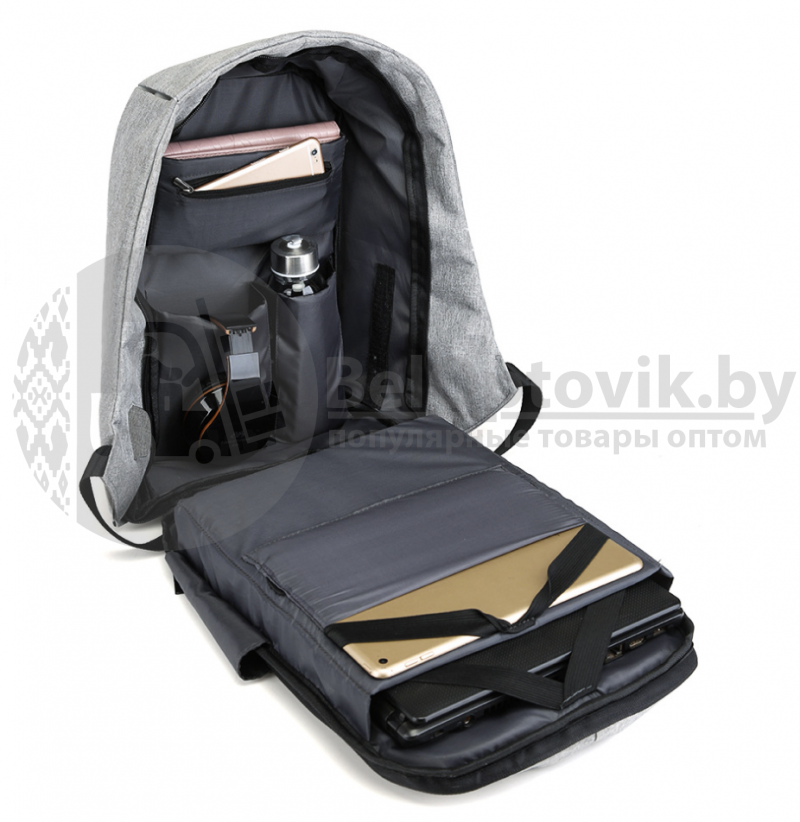 Рюкзак Bobby XL с отделением для ноутбука до 17 дюймов Антивор Серый - фото 10 - id-p132028101