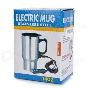 Термокружка с подогревом от прикуривателя ELECTRIC MUG STAINLESS STEEL 140Z Синяя
