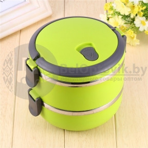 Ланч бокс многоярусный Lunch box Stainless Steel на 2 секции, 1.4л Зеленый