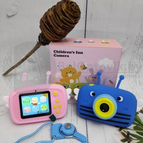 Оригинальный детский цифровой фотоаппарат Пчелка Childrens Fun Camera (2 камеры и встроенная память) Синий