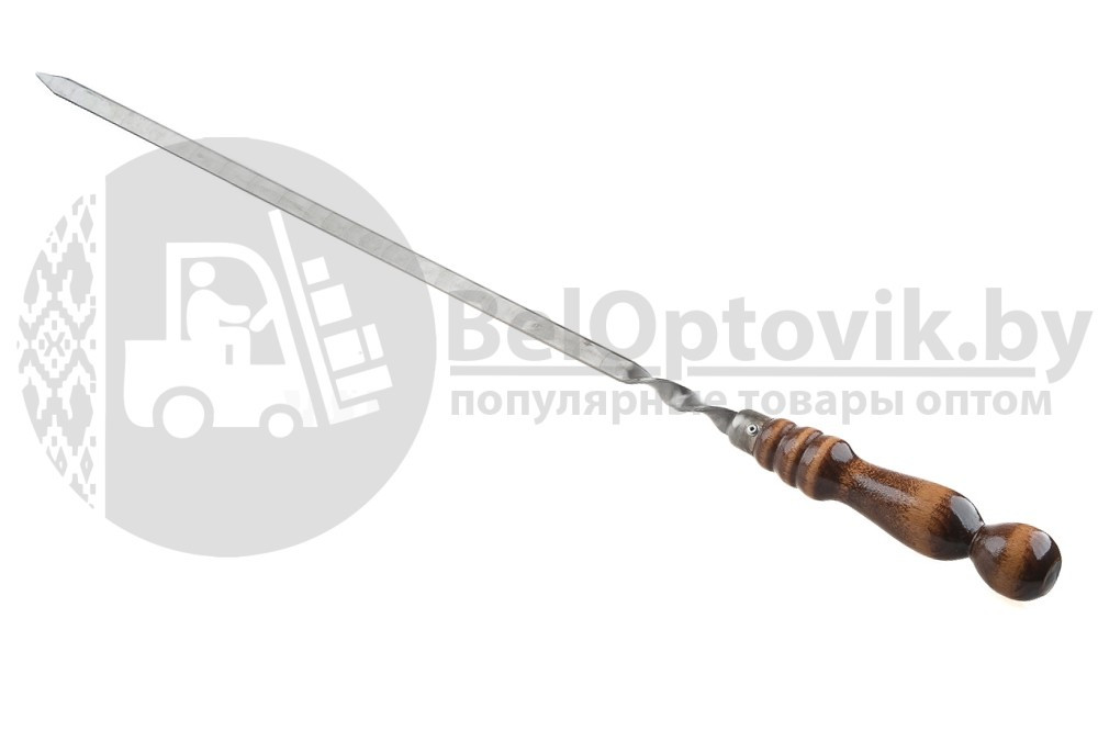 Кованный шампур из нержавеющей стали 45 см. с деревянной ручкой 1 шт. - фото 2 - id-p132033073