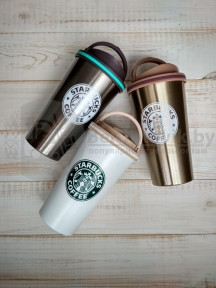 Термокружка Coffee Love Dream Tree с логотип Starbucks, 500 мл (с ручкой для переноски) Темный металик