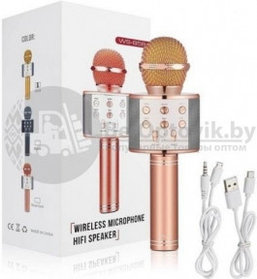 Беспроводной Bluetooth микрофон WS-858 (CT007) Розовое (красное) золото