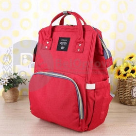 Сумка - рюкзак для мамы Baby Mo с USB /  Цветотерапия, качество, стиль Красный с карабином и креплением USB