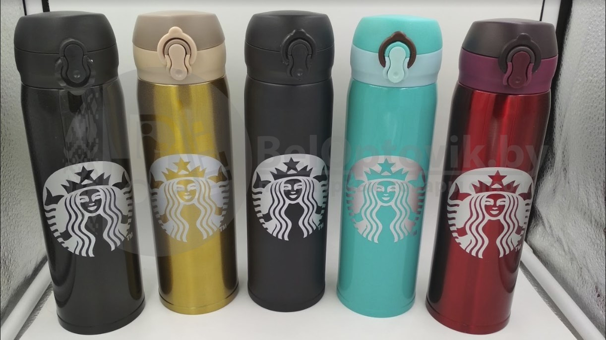 Термокружка Starbucks 450мл (Качество А) Белый с зеленым логотипом и крышкой