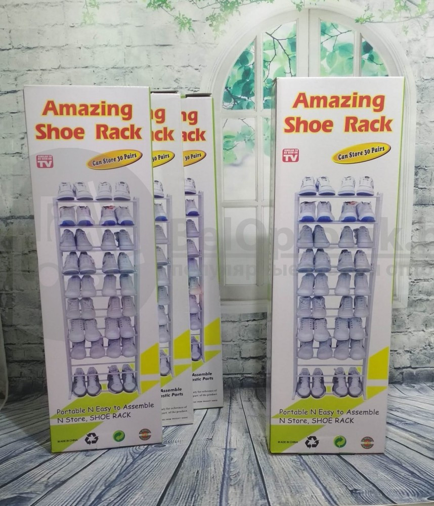 Полка для обуви металлическая (органайзер обувница) Amazing Shoe Rack, 30 пар - 10 полок Белая - фото 8 - id-p132029416
