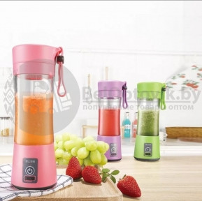 Блендер для приготовления коктейлей и смузи с подзарядкой USB JUICE CUP Розовый