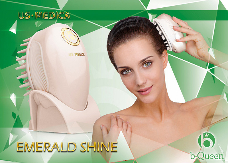 Прибор для мытья и массажа головы US MEDICA Emerald Shine (розовый) - фото 4 - id-p9338862