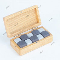 Подарочный набор камней для виски шунгит и карельский ледник в дубовой упаковке