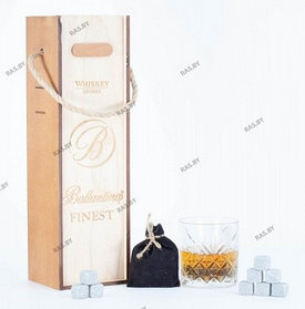 Подарочный набор под бутылку Ballantine's со стаканам и камнями для виски
