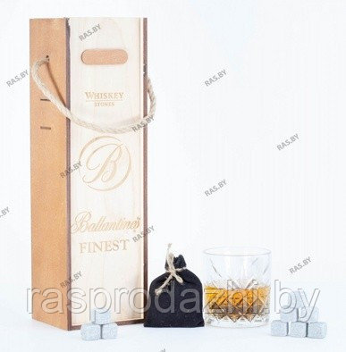 Подарочный набор под бутылку Ballantine's со стаканам и камнями для виски - фото 1 - id-p132067066