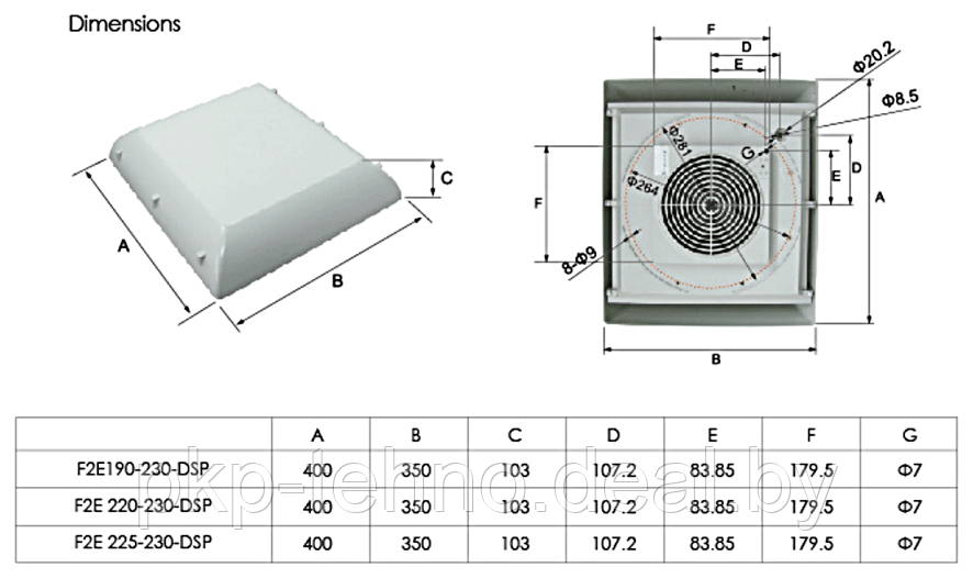 Потолочный вентилятор с фильтром F2E190-230-DVP F2E - фото 2 - id-p132109968