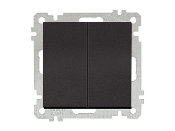 Выключатель 2-клав. (скрытый, без рамки, пруж. зажим) черный, DARIA, MUTLUSAN (10 A, 250 V, IP 20)
