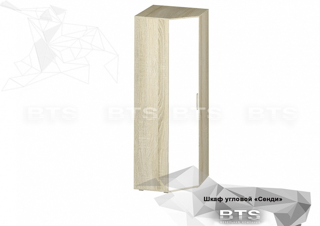 Угловой шкаф Сенди ШК-01 - Белый / Дуб сонома - BTS мебель
