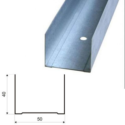 Профиль UW 50х40 мм. 3 м. направляющий (0,5 мм.)