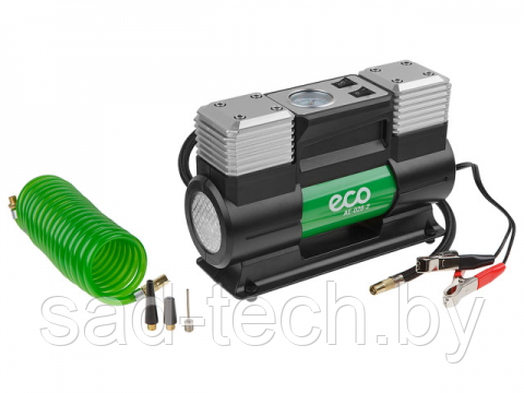 Компрессор автомобильный ECO AE-028-2 (12 В, 280 Вт, 70 л/мин, 2 цилиндра, 10 бар (манометр 7 бар), фонарь,, фото 2