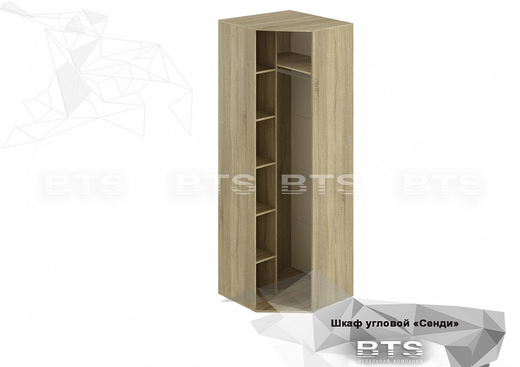 Угловой шкаф Сенди ШК-01 - Белый / Дуб сонома - BTS мебель - фото 2 - id-p132257701