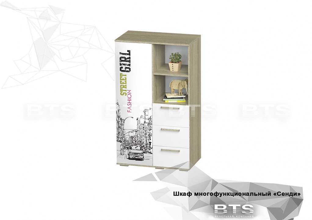 Многофункциональный шкаф Сенди ШК-10 - Белый / Дуб сонома - BOY - фото 2 - id-p132257710