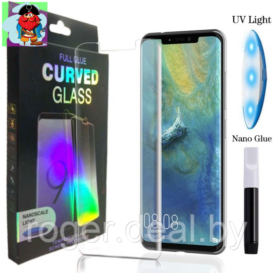 Защитное стекло для Samsung Galaxy S10e (G970), цвет: прозрачный с фотополимерным клеем и УФ-лампой - фото 1 - id-p119300980