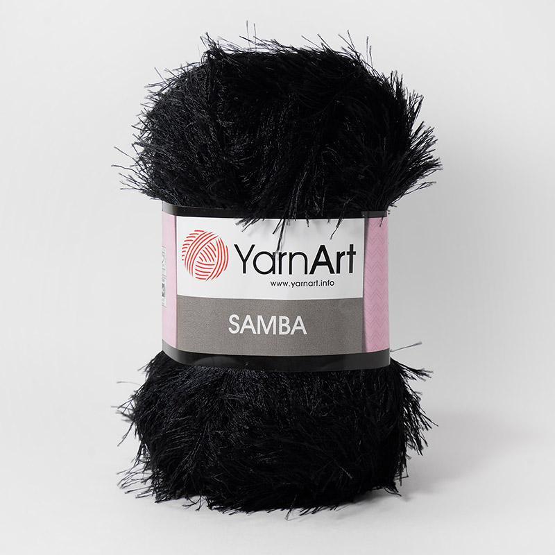 Пряжа YarnArt Samba (травка) цвет 02 чёрный