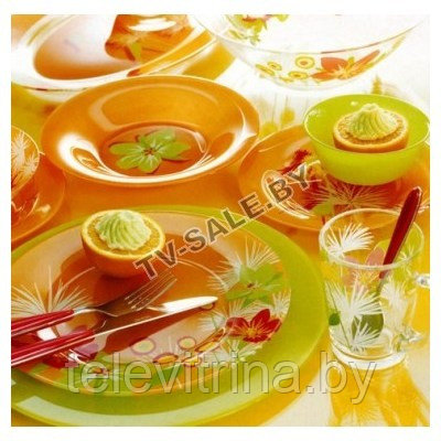 Столовый сервиз Luminarc POP FLOWERS ORANGE 19 пр 6 персон арт.: C6611 (код.9-3808)