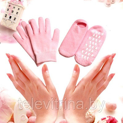 Комплект: увлажняющие силиконовые гель-перчатки + гель-носочки ECHO Moisturising Gel Socks "0157" - фото 1 - id-p64642242