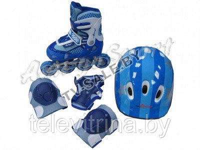 Роликовые коньки с защитой COMBO-JET (цвет голубой - раздвижные на 4 размера) - фото 1 - id-p61500784