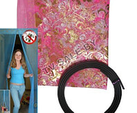 Дверная антимоскитная сетка на магнитах 90 х 210 см цвет: розовый, зотолистые цветы  (код.9-3535)