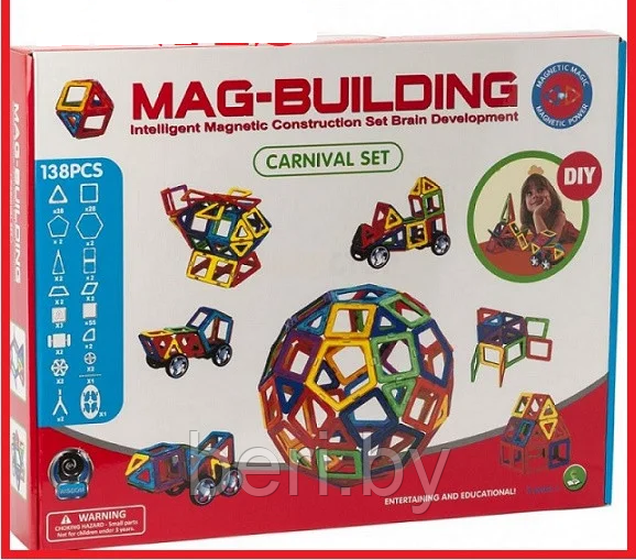 Магнитный конструктор MAXI размер MAG-BUILDING, 3D, 138 деталей, объемный