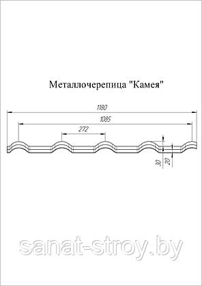 Металлочерепица Kamea Grand Line  0,5 Velur Х  RAL 7016 антрацитово-серый, фото 2