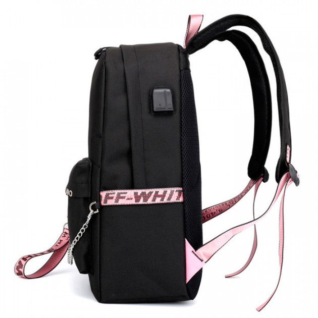 Рюкзак с зарядным кабелем и кабелем для наушников Tik Tok (цвета - черный, розовый) - фото 4 - id-p132483203