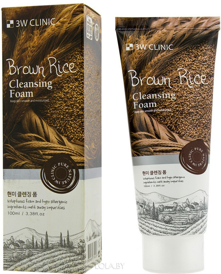 Пенка для умывания Коричневый Рис 3W Clinic Brown Rice Foam Cleansing