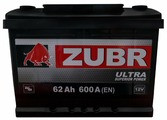 Аккумулятор ZUBR ULTRA (62 A/h), 600A R+
