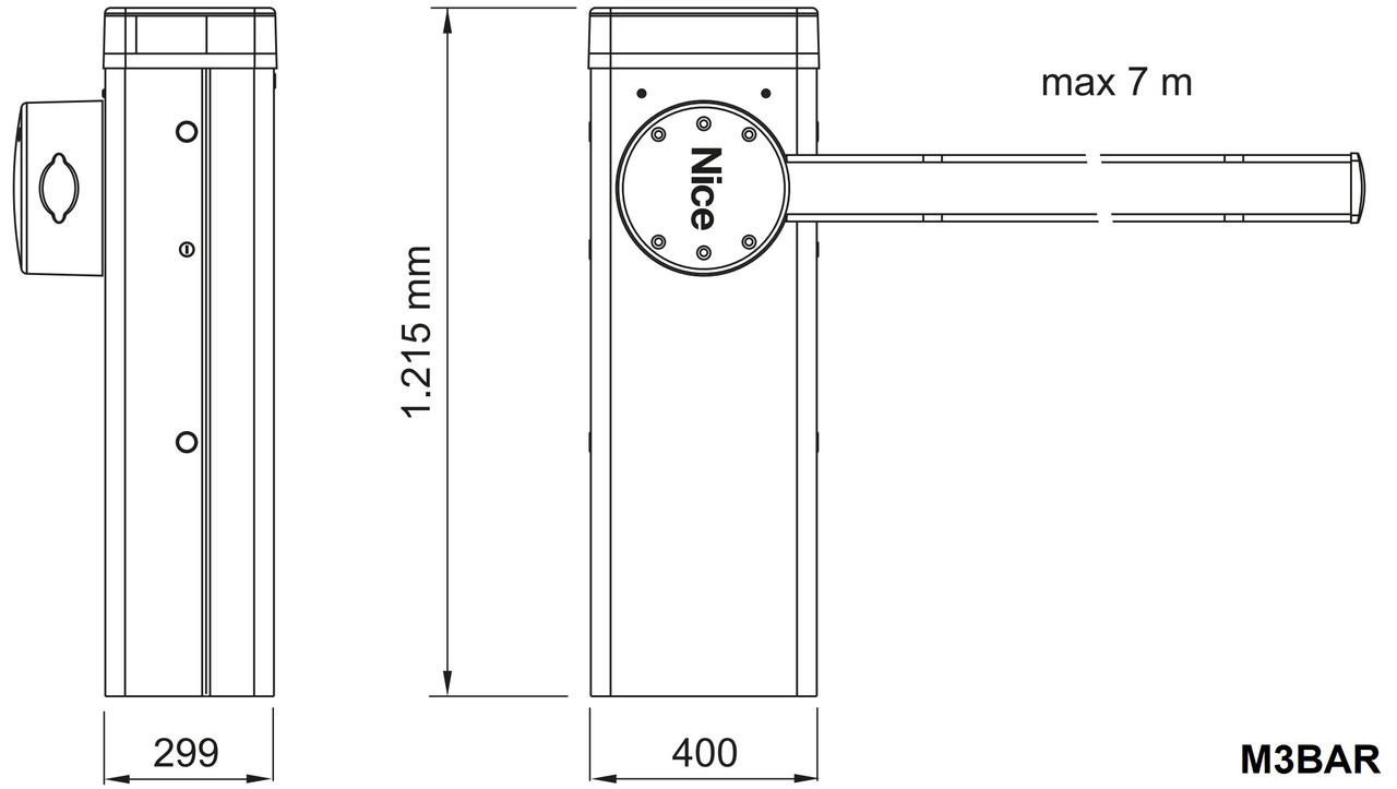 M3BARBDKIT1 комплект электромеханического шлагбаума для проезжей части шириной до 3 м - фото 2 - id-p130283966