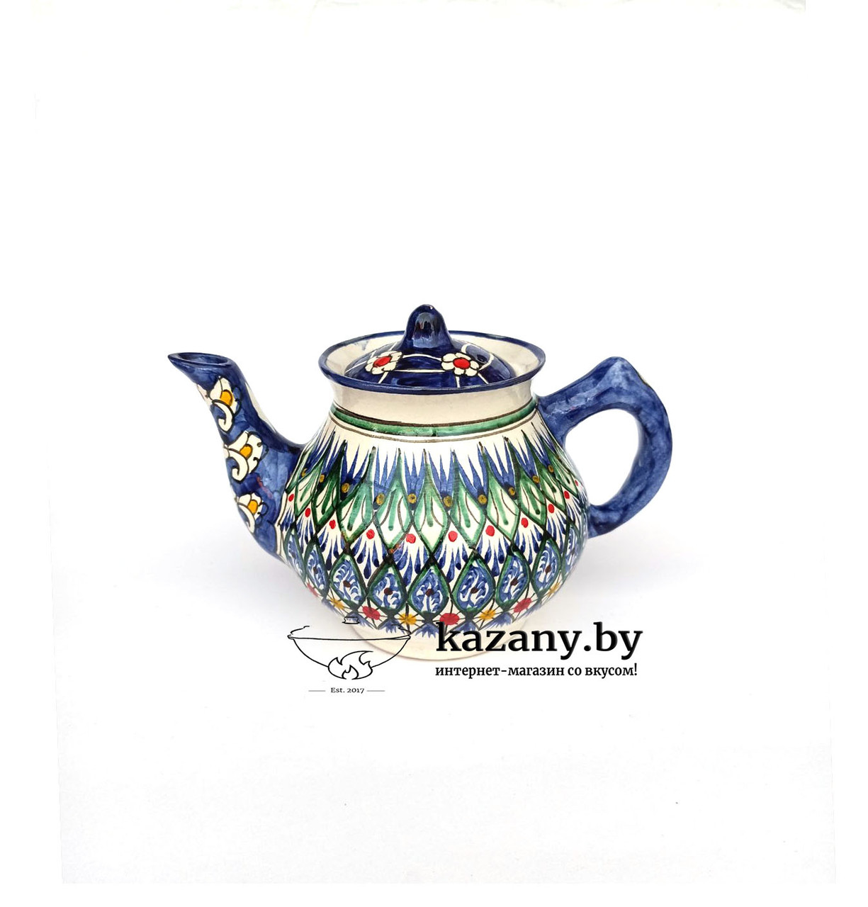 Чайник узбекский керамический. Риштан. 1 литр - фото 2 - id-p132556043
