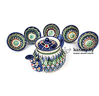 Чайник узбекский керамический. Риштан. 1 литр