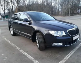 Дефлекторы боковых окон (с хром. молдингом) для Skoda Superb седан (2008-2015)