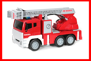 WY851A Пожарная машинка Firefighter с лестницей, свет, звук, вода, масштаб 1:12