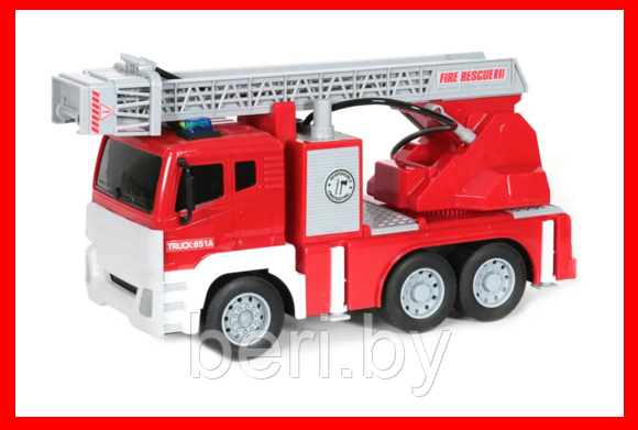 WY851A Пожарная машинка Firefighter с лестницей, свет, звук, вода, масштаб 1:12