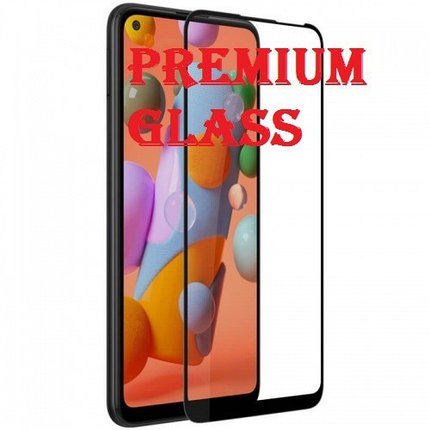Защитное стекло для Samsung Galaxy A11 (Premium Glass) с полной проклейкой (Full Screen), черное, фото 2