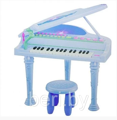 3205A Детский синтезатор пианино со стульчиком и микрофоном, USB шнур - фото 3 - id-p132683014
