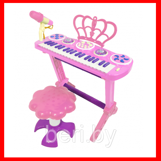 3708 Пианино детское со стулом, дeтский cинтезaтоp с микрофоном, 37 клавиш, 2 цвета