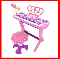 3708 Пианино детское со стулом, дeтский cинтезaтоp с микрофоном, 37 клавиш, 2 цвета