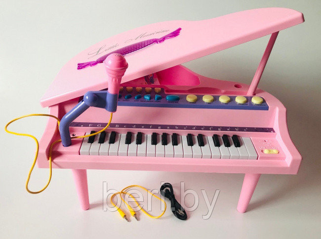 3205 Пианино детское, синтезатор с микрофоном 32 клавиши, USB, микрофон, детское пианино на ножках - фото 2 - id-p132684729