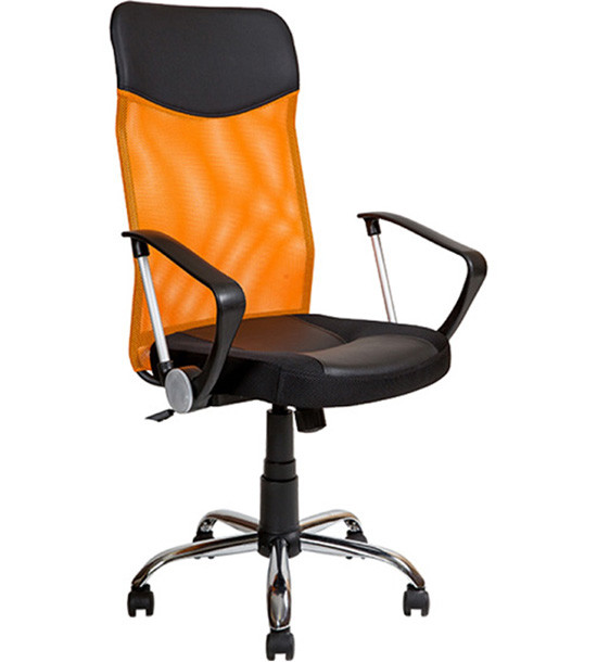 Кресло AV 128 CH (682 SL) МК кз/TW-сетка/сетка односл 311/456/473 черн/оранж./оранжевая