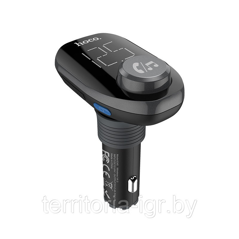 FM-трансмиттер Bluetooth E45 черный Hoco - фото 3 - id-p132709665