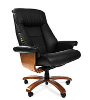 Кресло офисное Chairman 400, кожа+PU, черн N