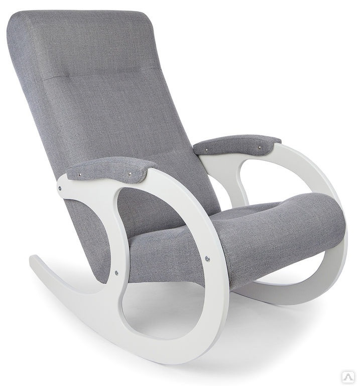 Кресло-качалка Бастион 3 (серое Мемори 15) Белые ножки - фото 1 - id-p132735854